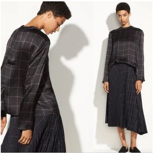 Vince Plaid Silk Blouse